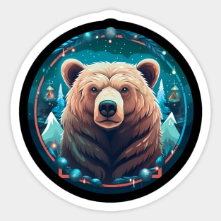 Grizzly Bear in Ornmament , Love Bears Sticker